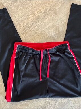 Athletic Works Black Joggers with Red Waistband and Side Stripes